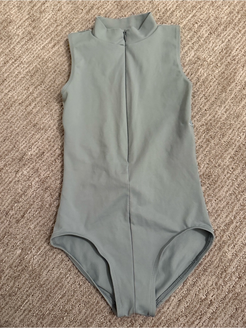 Girls Sage Green Mock Neck Leotard
